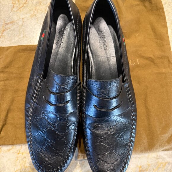 Gucci Web Accent Leather Dress Loafers - Picture 4 of 12